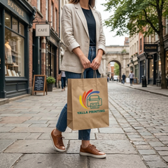 Custom Printed Brown Paper Bag with Twisted Paper Handles 34 x 26 x 10 cm – Premium Eco-Friendly Retail, Gift, Boutique, Bakery, Takeaway & Corporate Packaging Bags | Branded Shopping Kraft Paper Bag | Yalla Printing UAE