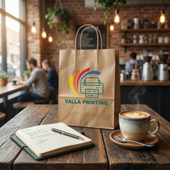 Custom Printed Brown Recycled Paper Bag with Twisted Paper Handles 32 x 24 x 12 cm – Premium Eco-Friendly Retail, Gift, Boutique, Bakery, Takeaway & Corporate Packaging Bags | Branded Recycled Shopping Paper Bag | Yalla Printing UAE