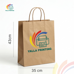 Custom Printed Brown Paper Bag with Twisted Paper Handles 43 x 35 x 12 cm – Premium Eco-Friendly Retail, Gift, Boutique, Bakery, Takeaway & Corporate Packaging Bags | Branded Shopping Kraft Paper Bag | Yalla Printing UAE
