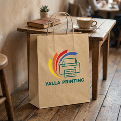 Custom Printed Brown Paper Bag with Twisted Paper Handles 43 x 35 x 12 cm – Premium Eco-Friendly Retail, Gift, Boutique, Bakery, Takeaway & Corporate Packaging Bags | Branded Shopping Kraft Paper Bag | Yalla Printing UAE