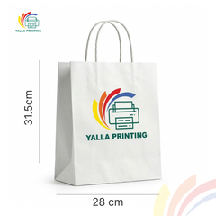 Custom Printed White Paper Bag with Twisted Paper Handles 28 x 31.5 x 15 cm – Premium Eco-Friendly Retail, Gift, Boutique, Bakery, Takeaway & Corporate Packaging Bags | Branded Shopping Paper Bag | Yalla Printing UAE