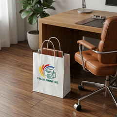 Custom Printed White Paper Bag with Twisted Paper Handles 28 x 31.5 x 15 cm – Premium Eco-Friendly Retail, Gift, Boutique, Bakery, Takeaway & Corporate Packaging Bags | Branded Shopping Paper Bag | Yalla Printing UAE