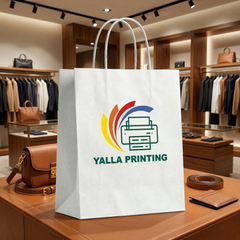 Custom Printed White Paper Bag with Twisted Paper Handles 28 x 31.5 x 15 cm – Premium Eco-Friendly Retail, Gift, Boutique, Bakery, Takeaway & Corporate Packaging Bags | Branded Shopping Paper Bag | Yalla Printing UAE