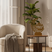 Ramadan Crescent Moon Metal Decor – 65 cm Height Spray-Painted Islamic Home Decoration with Arabic Calligraphy & Optional LED Edge Lighting