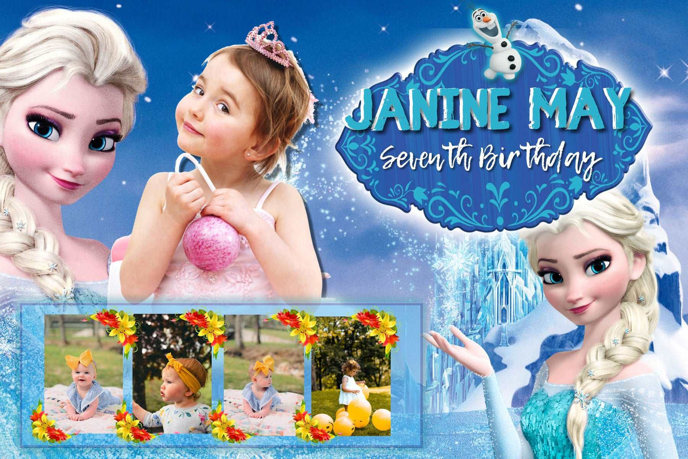 Sparkling Frozen Theme Banner - Personalized Party Decor Personalized with Your Picture and Iconic Superman Design!" - Yalla Printing