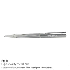 Custom Printed Full Chrome Metal Pens - Stainless Steel | Logo Branding Corporate Gift | UAE Delivery | Yalla Printing UAE