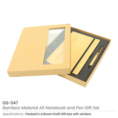 Bamboo Journal Set with A5 Size Notebook and Pen | Logo Branding Corporate Gift | UAE Delivery | Yalla Printing UAE