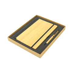 Custom Printed Bamboo Journal Set With A5 Size Notebook And Pen - Bamboo | Logo Branding Corporate Gift | UAE Delivery | Yalla Printing UAE