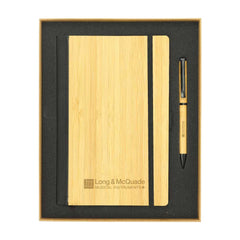 Custom Printed Bamboo Journal Set With A5 Size Notebook And Pen - Bamboo | Logo Branding Corporate Gift | UAE Delivery | Yalla Printing UAE