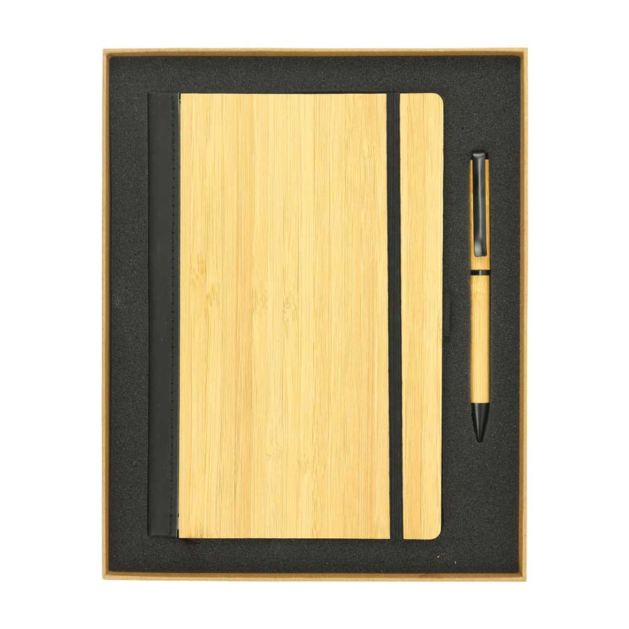 Custom Printed Bamboo Journal Set With A5 Size Notebook And Pen - Bamboo | Logo Branding Corporate Gift | UAE Delivery | Yalla Printing UAE