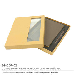 Custom Printed Coffee Journal Set With A5 Size Notebook And Pen | Logo Branding Corporate Gift | UAE Delivery | Yalla Printing UAE