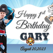 Pirate Adventure" Personalized Birthday Banner - Set Sail for Swashbuckling Fun! - Yalla Printing
