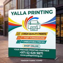 Custom Printed Straight Tension Fabric Stand 230 x 230 cm – Fabric Display Backdrop with Stitching and Straight Frame | Premium Signage & Display Printing | Free Design Support | Yalla Printing UAE