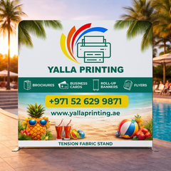 Custom Printed Straight Tension Fabric Stand 230 x 230 cm – Fabric Display Backdrop with Stitching and Straight Frame | Premium Signage & Display Printing | Free Design Support | Yalla Printing UAE