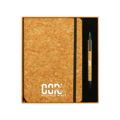 Custom Printed Cork Notebook And Ball Pen Gift Set | Logo Branding Corporate Gift | UAE Delivery | Yalla Printing UAE