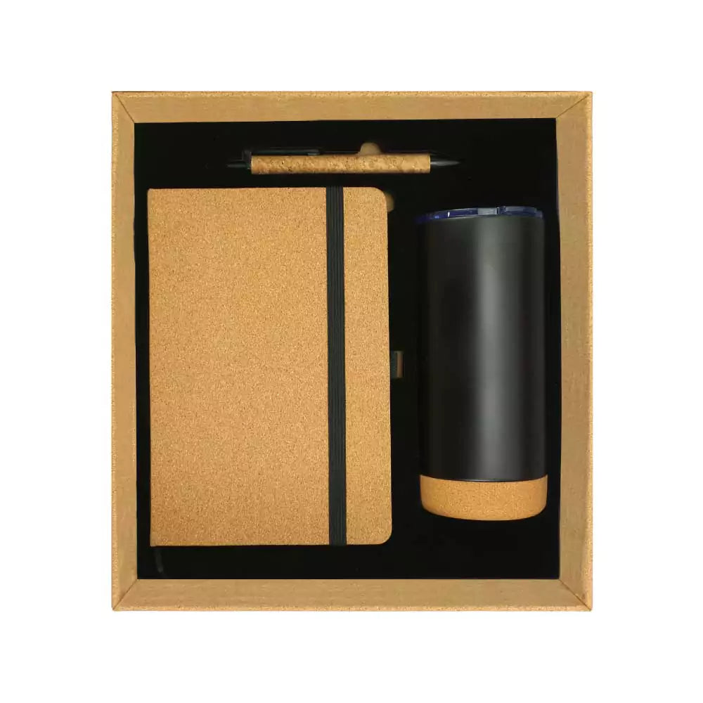 Custom Printed Cork Notebook Ball Pen And Tumbler Gift Sets Gs - 021 | Logo Branding Corporate Gift | UAE Delivery | Yalla Printing UAE