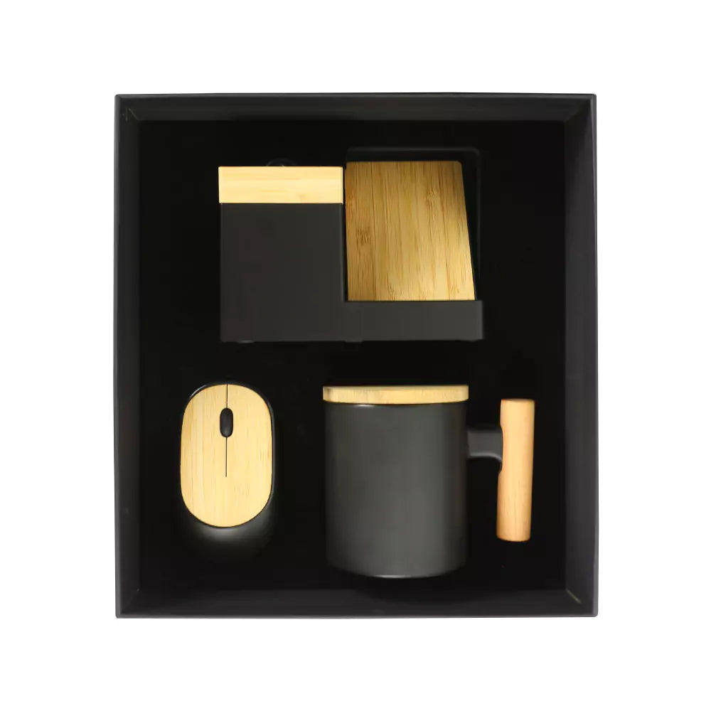 Custom Printed Bamboo Gift Sets In Black Cardboard Box Gs - 025 - Bamboo | Custom Packaging Printing | Free Design Support | Yalla Printing UAE