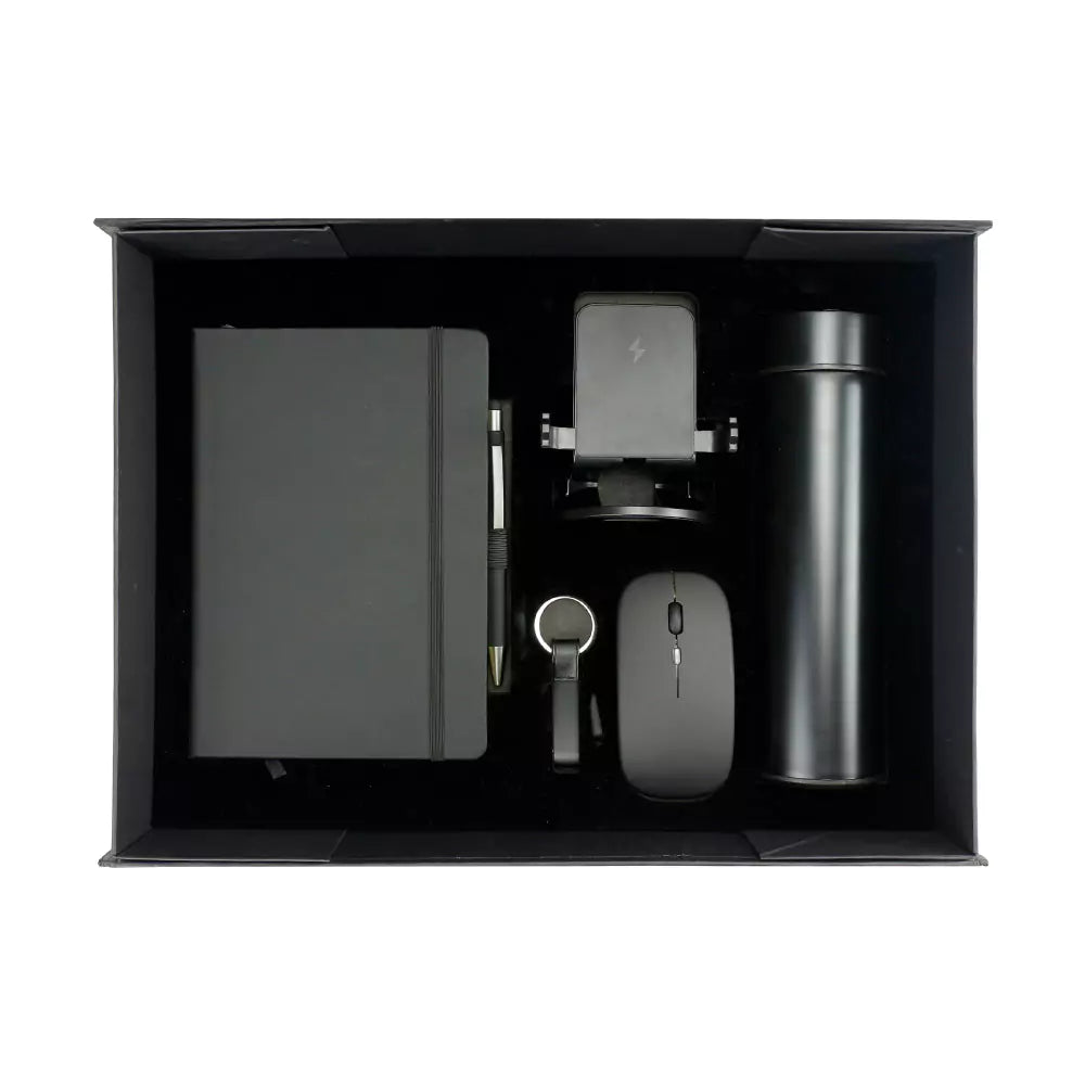 Custom Printed Office Gift Sets In A Black Cardboard Gift Box Gs - 034 - Cardboard / Corrugated Board | Custom Packaging Printing | Free Design Support | Yalla Printing UAE