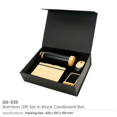Custom Printed Bamboo Gift Sets In A Black Cardboard Gift Box Gs - 035 - Bamboo | Custom Packaging Printing | Free Design Support | Yalla Printing UAE
