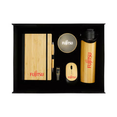 Custom Printed Eco - Friendly Gift Sets In A Black Cardboard Box Gs - 036 - Bamboo | Custom Packaging Printing | Free Design Support | Yalla Printing UAE