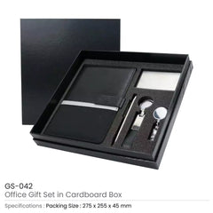 Custom Printed Office Gift Sets In A Black Cardboard Gift Box Gs - 042 - Cardboard / Corrugated Board | Custom Packaging Printing | Free Design Support | Yalla Printing UAE
