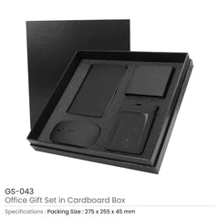 Custom Printed Office Gift Sets In A Black Cardboard Gift Box Gs - 043 - Cardboard / Corrugated Board | Custom Packaging Printing | Free Design Support | Yalla Printing UAE