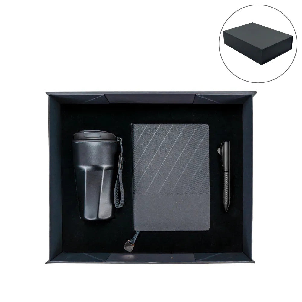 Water Bottles – Premium Corporate Gift Sets in Black Magnetic Closure Gift Box | Custom Packaging Printing | Free Design Support | Yalla Printing UAE