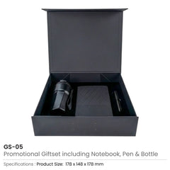 Water Bottles – Premium Corporate Gift Sets in Black Magnetic Closure Gift Box | Custom Packaging Printing | Free Design Support | Yalla Printing UAE