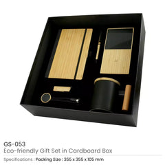 Custom Printed Promotional Gift Sets In A Black Cardboard Gift Box Gs - 053 - Cardboard / Corrugated Board | Custom Packaging Printing | Free Design Support | Yalla Printing UAE
