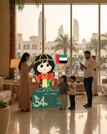 UAE National Day Girl Foam Board Cutout – 140 × 100 cm | Kids’ 54th Eid Al Etihad Selfie Standee | Yalla Printing UAE