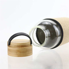 Custom Printed Glass Bottles With Bamboo Lid And Eco Sleeve 33 Oz - Bamboo | Logo Branding Corporate Gift | UAE Delivery | Yalla Printing UAE