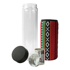 Custom Printed Double Wall Glass Bottles With Sadu Sleeve 500Ml | Exhibitions, Conferences, Corporate Events | Yalla Printing UAE