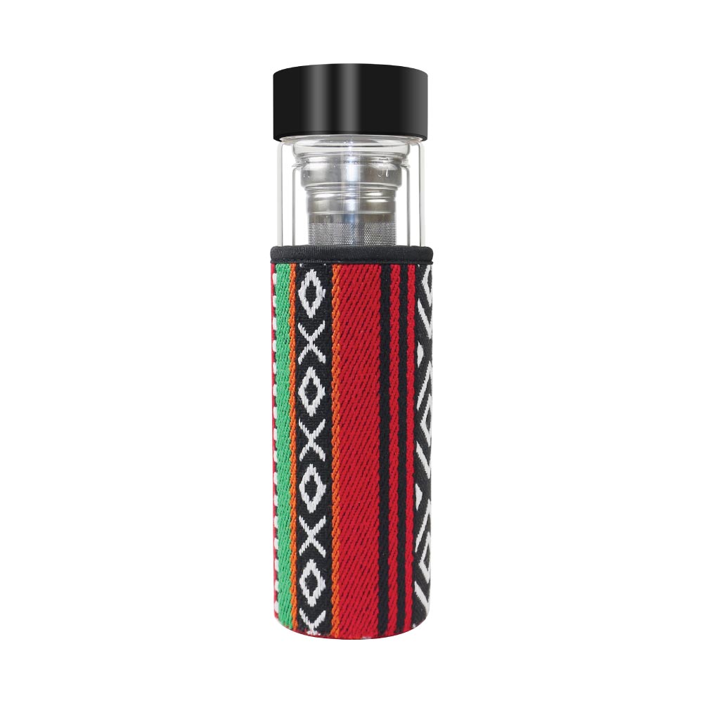 Double Wall Glass Bottles With Sadu Sleeve 500ml | Logo Branding Corporate Gift | UAE Delivery | Yalla Printing UAE