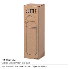 Custom Printed Glass Bottle With Sleeve 500Ml - Bamboo | Exhibitions, Conferences, Corporate Events | Yalla Printing UAE