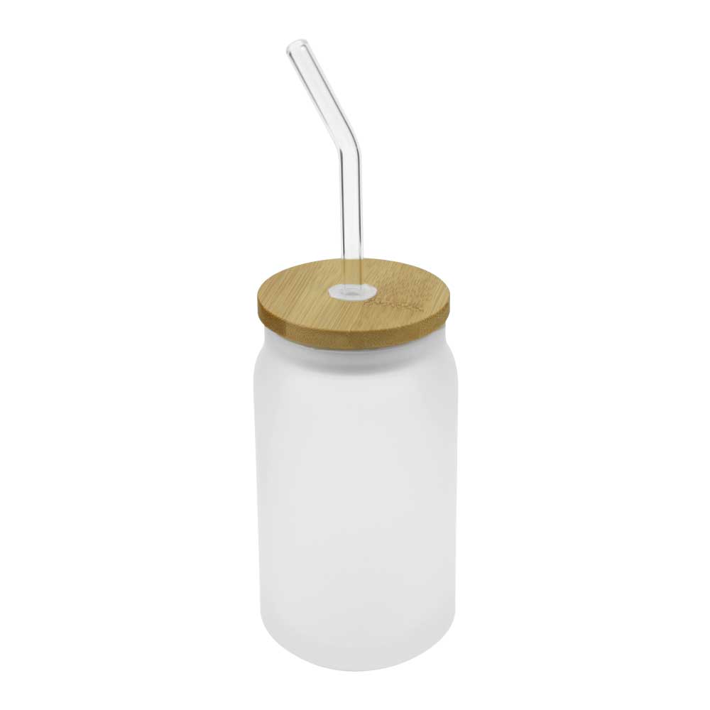 Custom Printed Glass Bottle With Straw And Bamboo Lid - Bamboo | Exhibitions, Conferences, Corporate Events | Yalla Printing UAE