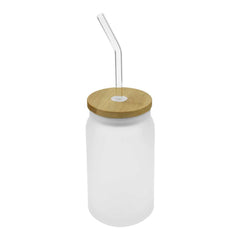 Custom Printed Glass Bottle With Straw And Bamboo Lid - Bamboo | Exhibitions, Conferences, Corporate Events | Yalla Printing UAE