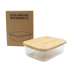 Custom Printed Glass Lunch Box With Bamboo Lid - Bamboo | Custom Packaging Printing | Free Design Support | Yalla Printing UAE