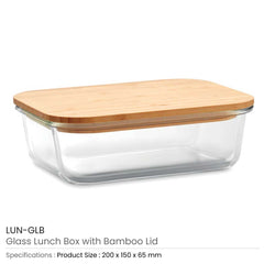 Custom Printed Glass Lunch Box With Bamboo Lid - Bamboo | Custom Packaging Printing | Free Design Support | Yalla Printing UAE