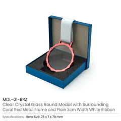 Glass Medals with Metal Frame and 3cm White Ribbon | Restaurant & Takeaway Branding – Yalla Printing UAE