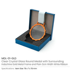 Glass Medals with Metal Frame and 3cm White Ribbon | Restaurant & Takeaway Branding – Yalla Printing UAE