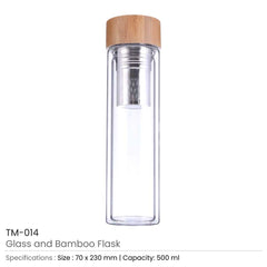 Double Wall Stainless Steel Bottle with Bamboo Base & Lid | Custom Logo Drinkware – Yalla Printing UAE
