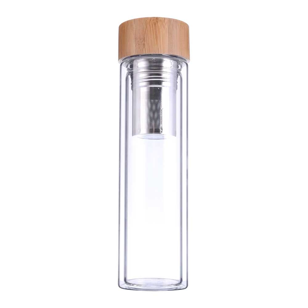 Double Wall Stainless Steel Bottle with Bamboo Base & Lid | Custom Logo Drinkware – Yalla Printing UAE