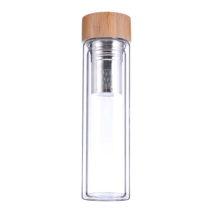 Double Wall Stainless Steel Bottle with Bamboo Base & Lid | Custom Logo Drinkware – Yalla Printing UAE