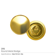 Custom Printed Gold Round Metal Badges With Magnet Attachment - Stainless Steel | Corporate Award & Recognition Gift | UAE Delivery | Yalla Printing UAE