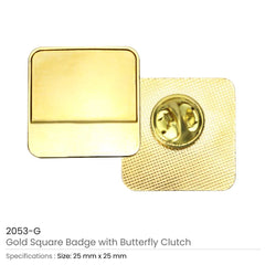 Custom Printed Square Metal Badges with Butterfly Clutch | Corporate Award & Recognition Gift | UAE Delivery | Yalla Printing UAE