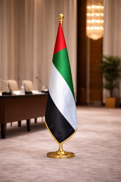 Custom Printed Conference Flag 150 x 100 cm with 2 Meter VIP Pole – Double-Sided Canvas Stiffener Flag | Premium Signage & Display Printing | Free Design Support | Yalla Printing UAE
