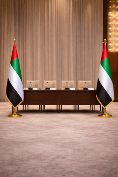 Custom Printed Conference Flag 150 x 100 cm with 2 Meter VIP Pole – Double-Sided Canvas Stiffener Flag | Premium Signage & Display Printing | Free Design Support | Yalla Printing UAE