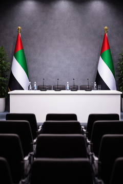 Custom Printed Conference Flag 150 x 100 cm with 2 Meter VIP Pole – Double-Sided Canvas Stiffener Flag | Premium Signage & Display Printing | Free Design Support | Yalla Printing UAE