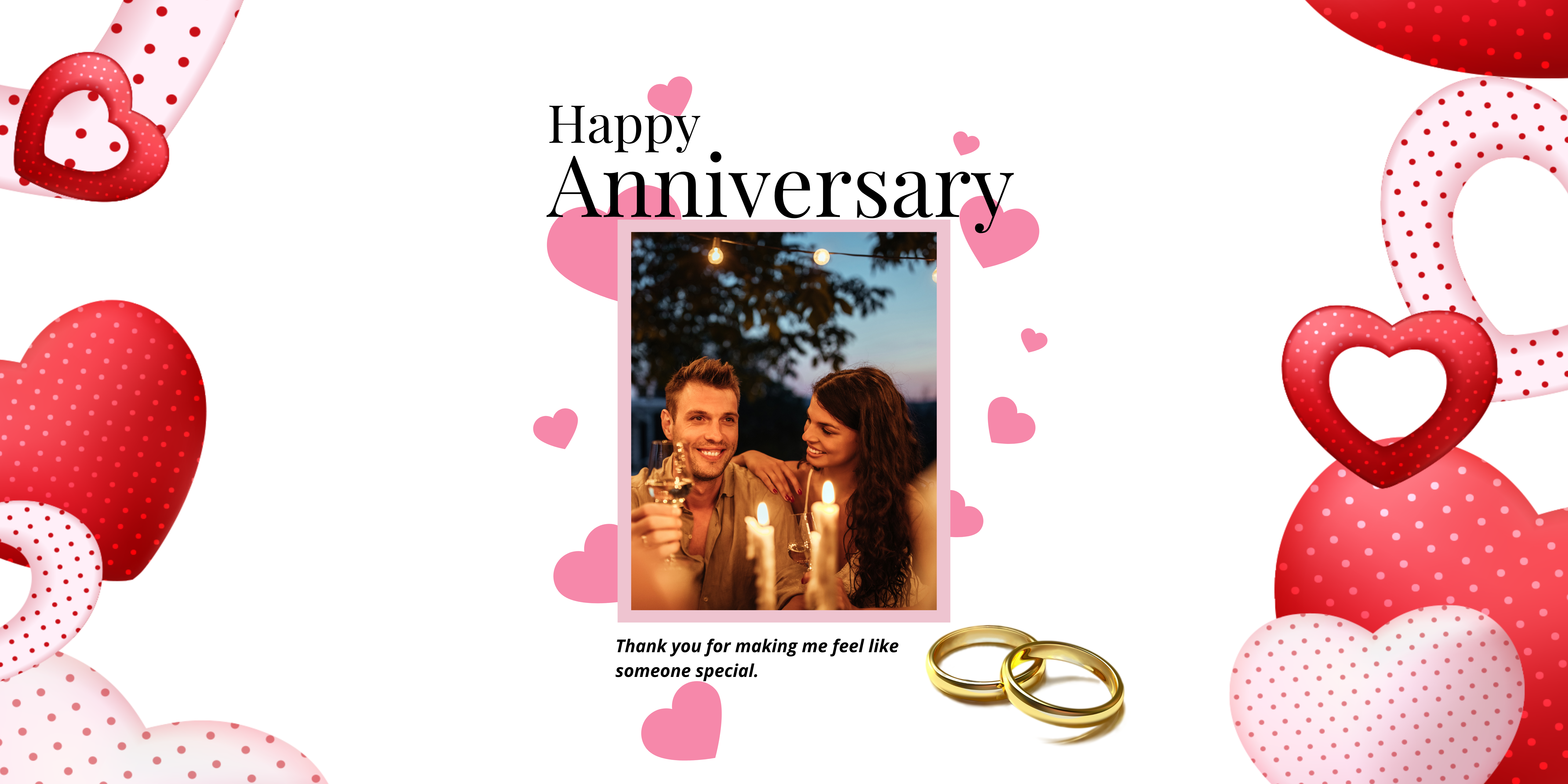 Valentine-Themed Happy Anniversary Banner with Couple Picture - Yalla Printing