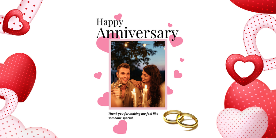Valentine-Themed Happy Anniversary Banner with Couple Picture - Yalla Printing